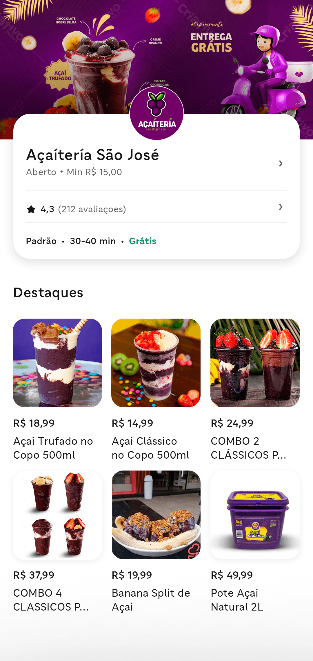 Cardápio digital gratuito do iMenu